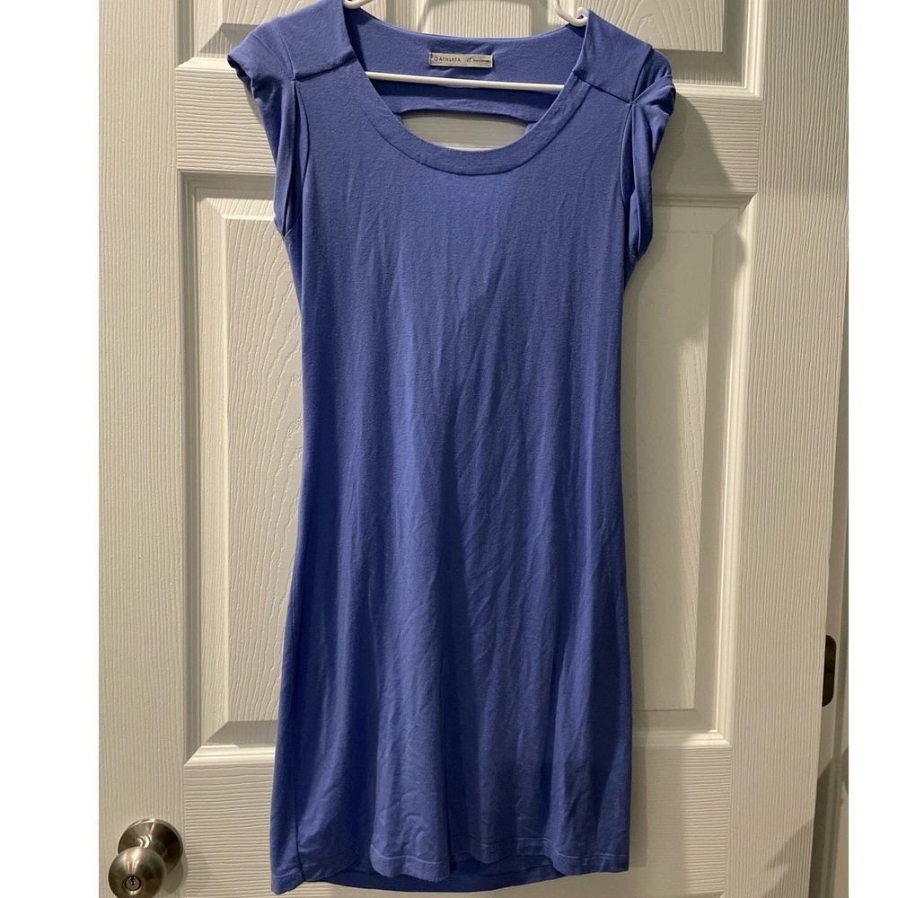 Athleta Periwinkle Blue Cap‎ Sleeve Cowl Neck Open Back Dress Women's XS - Picture 2 of 6